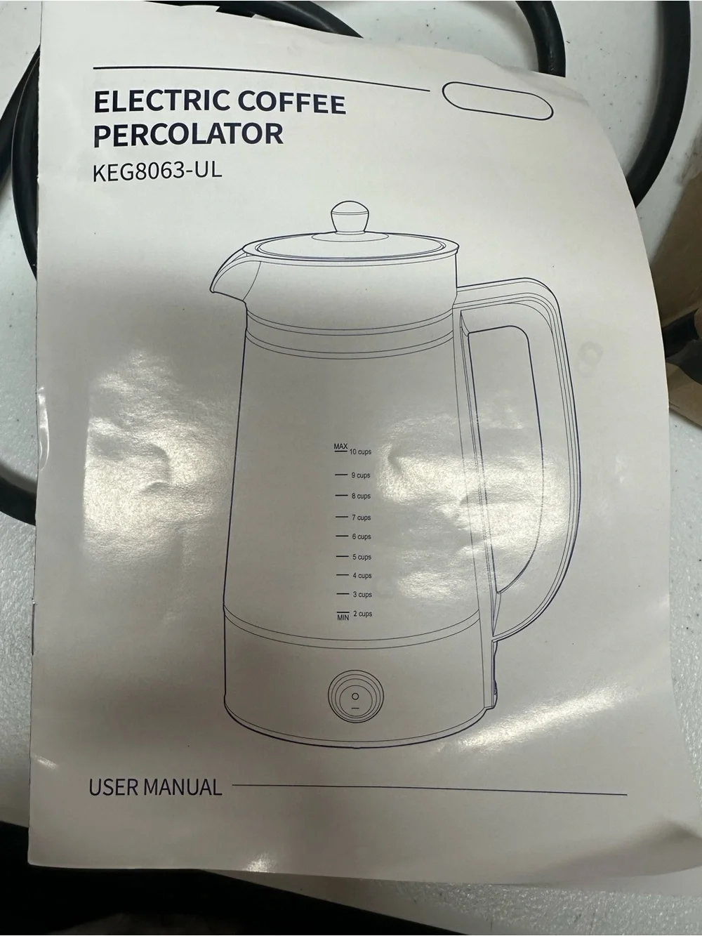 KIDISLE 10-Cup Electric Coffee Percolator Glass KEG8063-UL Stainless 1000W